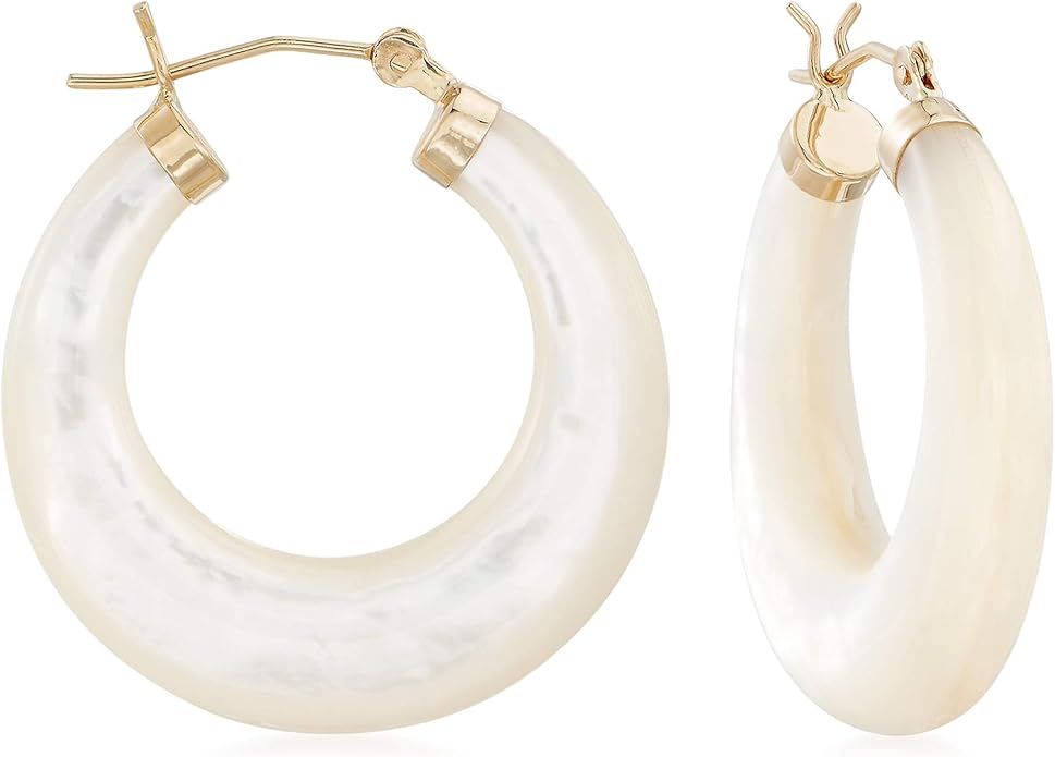 Ross-Simons Mother-Of-Pearl Hoop Earrings With 14kt Yellow Gold | Amazon (US)
