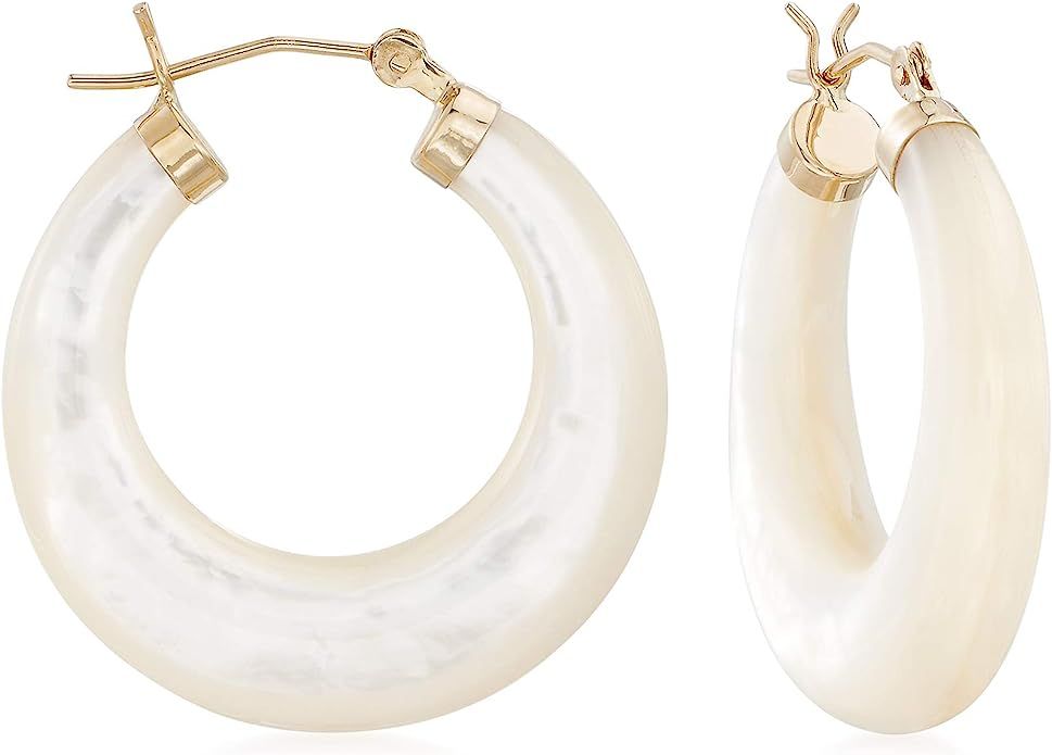 Ross-Simons Mother-Of-Pearl Hoop Earrings With 14kt Yellow Gold | Amazon (US)