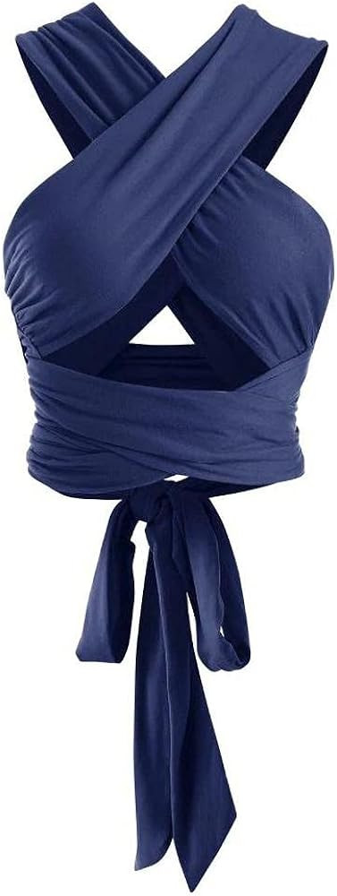 ZAFUL Women's Ribbed Halter Crop Top Criss Cross Ruched Lace-up Cami Bandana Top Cropped Tank Top | Amazon (US)
