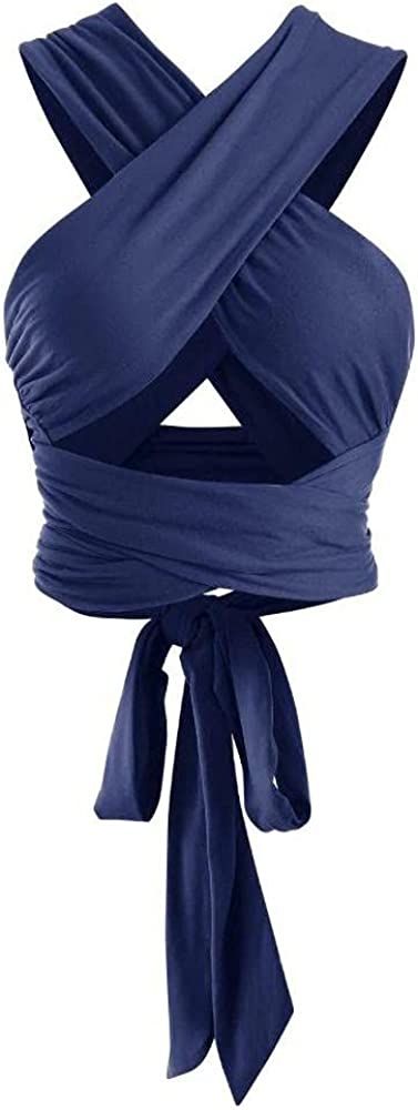ZAFUL Women's Ribbed Halter Crop Top Criss Cross Ruched Lace-up Cami Bandana Top Cropped Tank Top | Amazon (US)