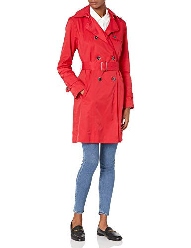 Cole Haan Women's Classic Belted Trench Coat, RED, Small | Amazon (US)
