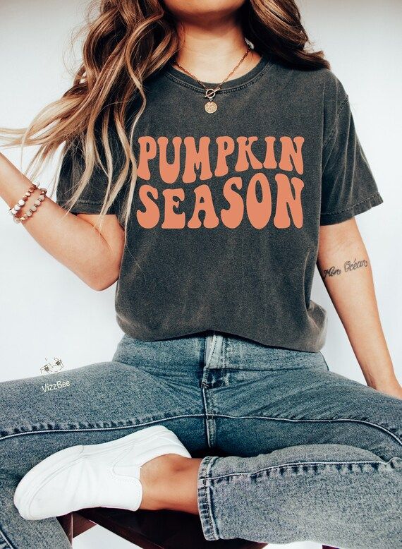 Fall Shirt For Women, Retro Boho Comfort Colors Pumpkin Season Shirt, Fall Outfit for Women, Pump... | Etsy (US)