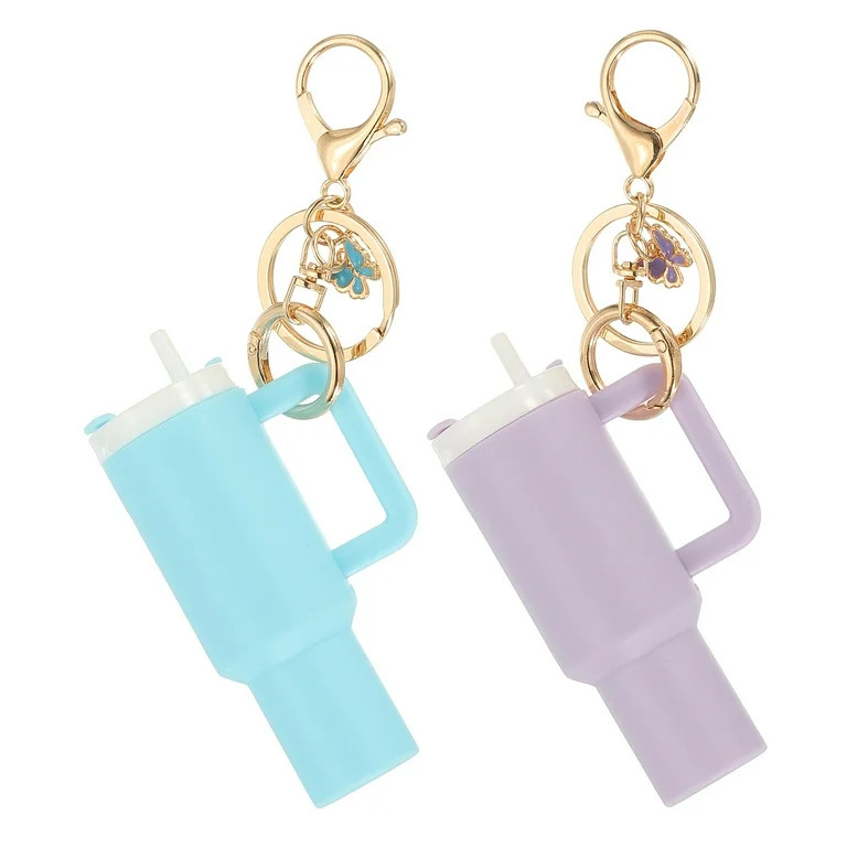 Uxcell Mini Cup Keychain, 2Pcs Mini Tumbler Keychain Lip Balm Holder Cute Cup Charm for Women Han... | Walmart (US)