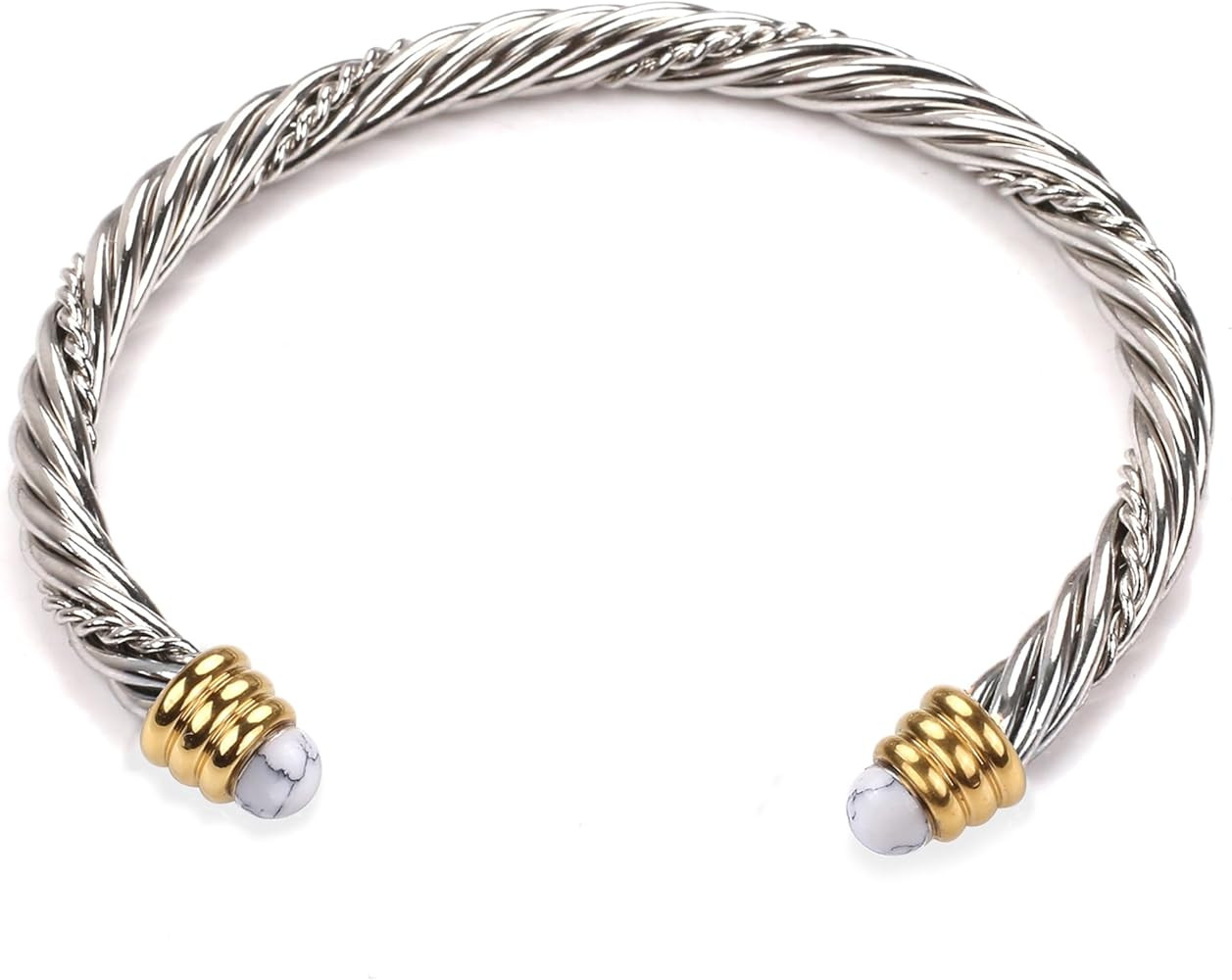 AZR Bracelet for Women Cable Cuff Bracelets Wire Twisted Knot Two Tone Bangle Stainless Steel Adj... | Amazon (US)