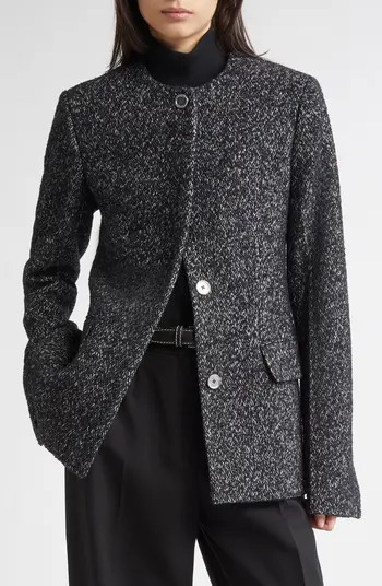 Collarless Cinched Wool Blend Jacket | Nordstrom
