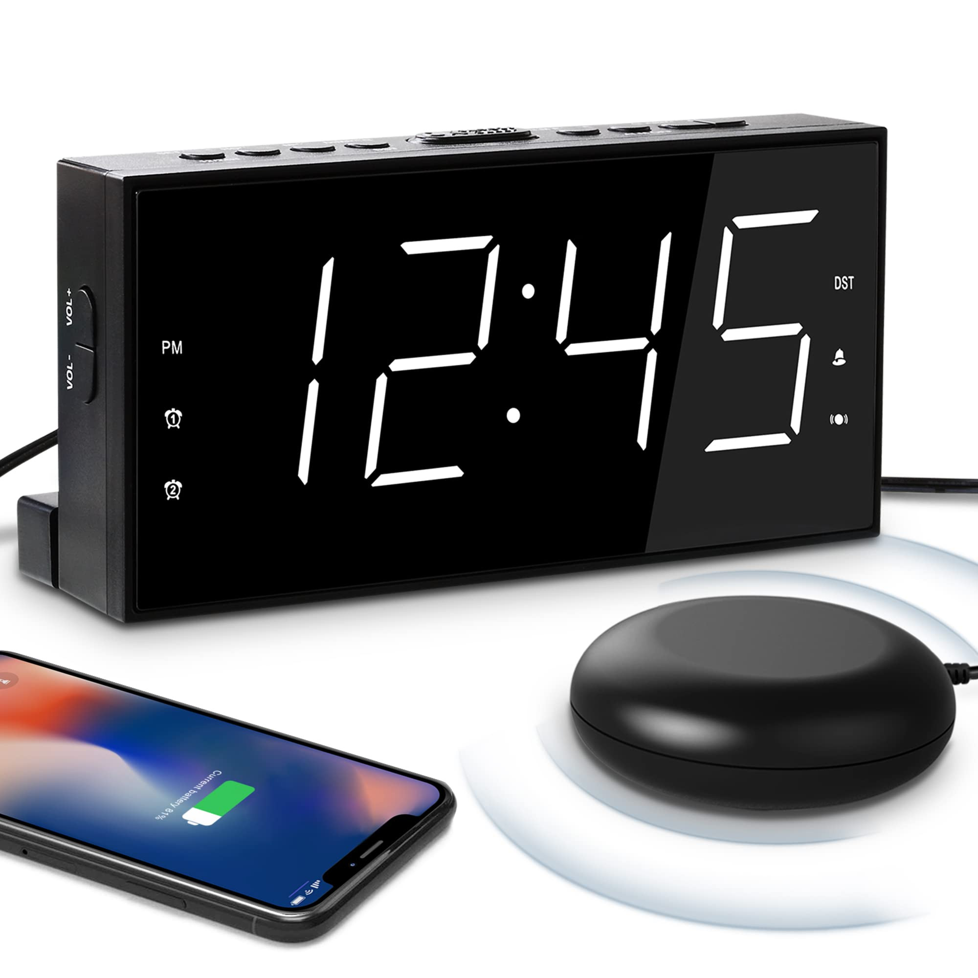Extra Loud Dual Alarm Clock with Vibration for Bedroom,Extreme Bed Shaker Alarm Clock for Deep Sl... | Amazon (US)