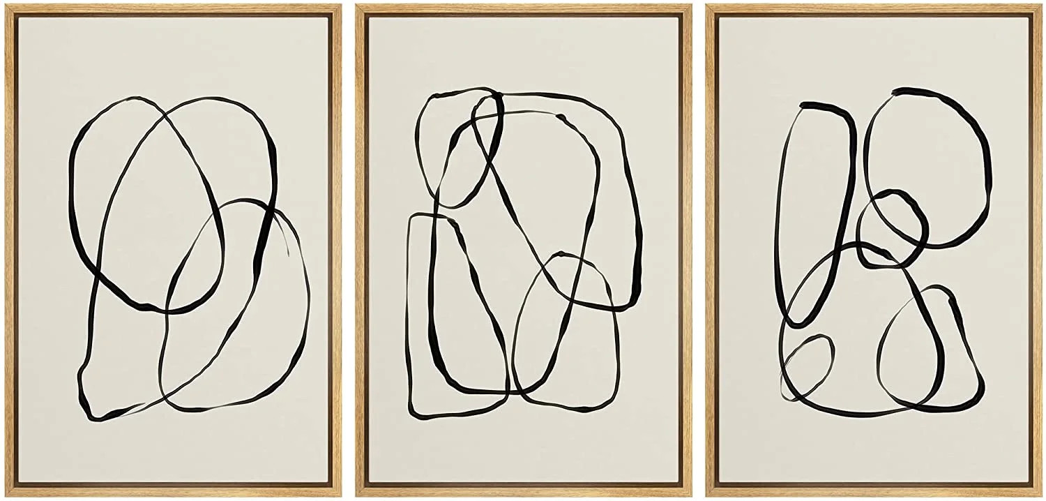 PixonSign Framed Canvas Print Wall Art Set Duotone Geometric Spiral Ring Circle Collage Abstract ... | Walmart (US)