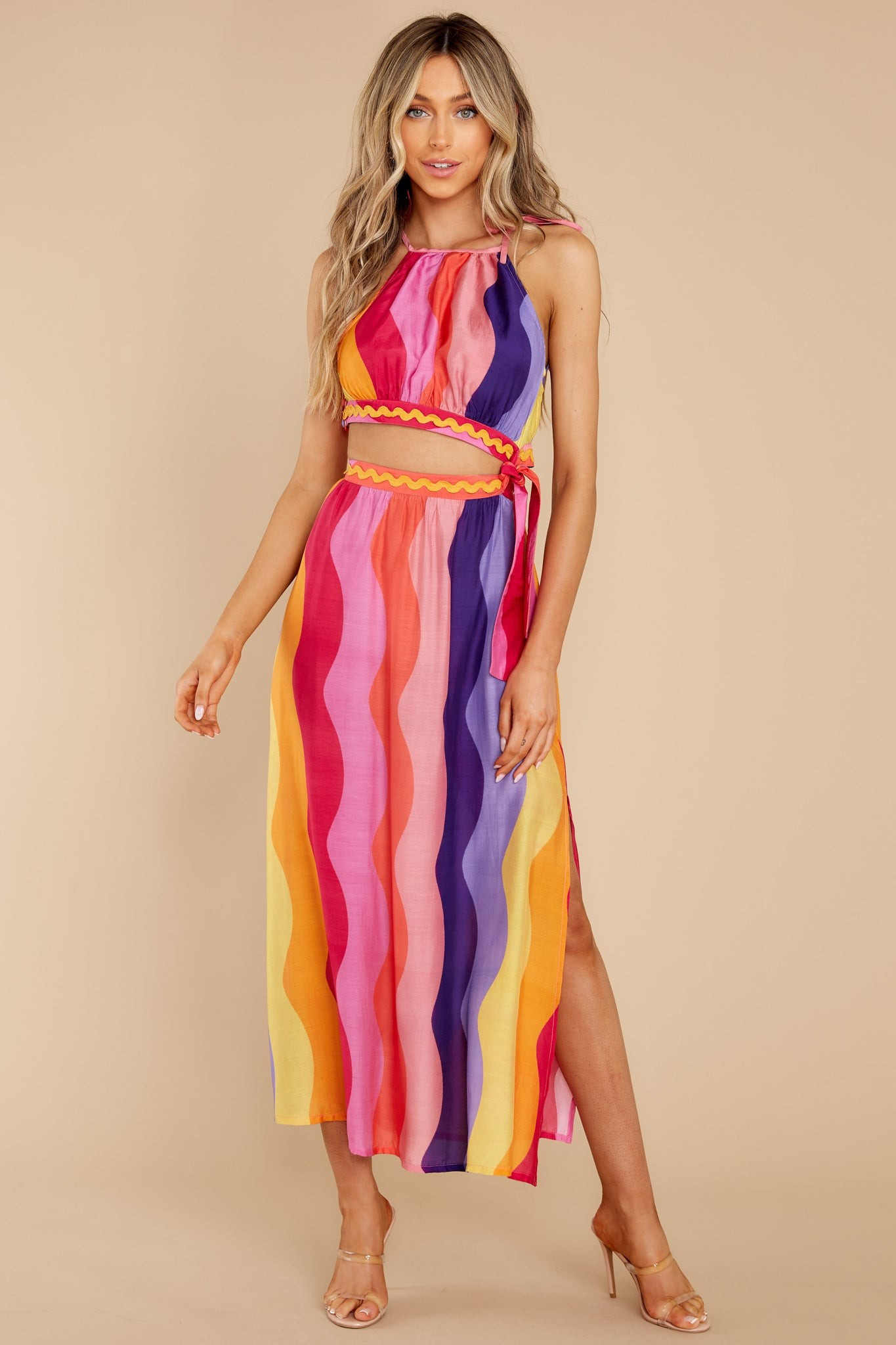 Janet Capri Multicolor Long Dress | Red Dress 