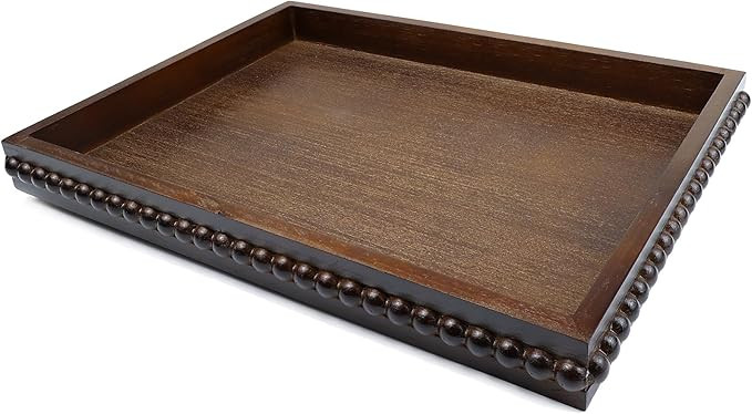 Hrastany Wood Decorative Tray, Distressed Outdoor Serving Tray with Wooden Bead for Ottoman, Coff... | Amazon (US)