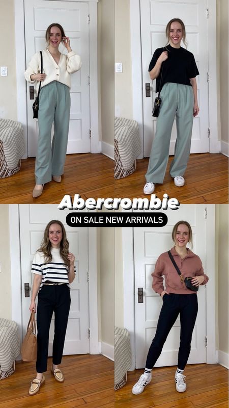 Abercrombie on sale new arrivals
25 short curve love Sloane pants
Small black swetaer tee
Small stripe sweater tee
Xs quarter zip
7 rattan loafers (size up 1/2 size)

#LTKsalealert #LTKstyletip