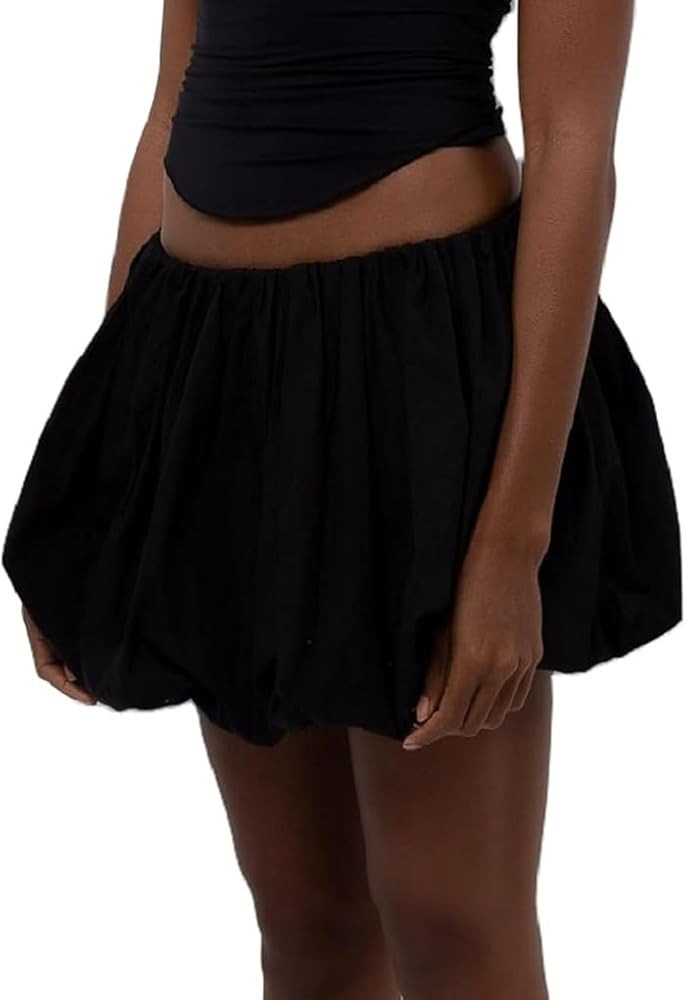 UAURORAO Women Y2k Bubble Skirts High Waist Pleated Ruffle Hem Short Skirts Teen Girls Puffy A Li... | Amazon (US)