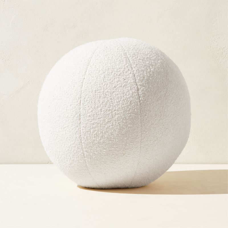 Silves White Boucle Sphere Outdoor Pillow 12" + Reviews | CB2 | CB2
