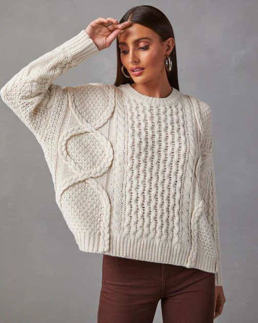 Dorothy Cable Knit Sweater - Ivory | VICI Collection