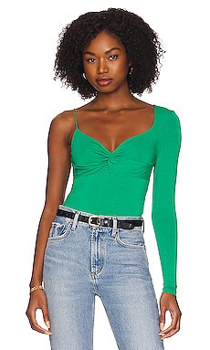 MORE TO COME Tayce Asymmetric Bodysuit in Green from Revolve.com | Revolve Clothing (Global)