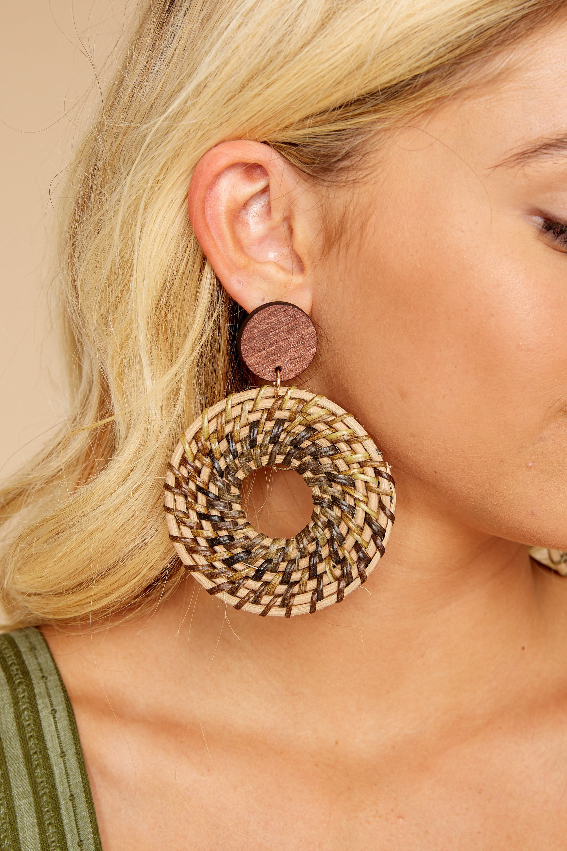 Really Into This Tan Woven Earrings Brown | Red Dress 