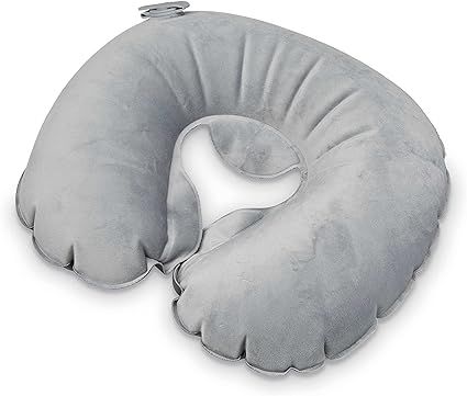 Samsonite Compact Inflatable Travel Neck Pillow with Pouch, Charcoal, One Size | Amazon (US)