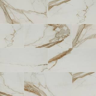 Michella Marbella 24 in. x 48 in. Polished Porcelain Marble Look Floor and Wall Tile (35-Cases/542.5 sq. ft./Pallet) | The Home Depot