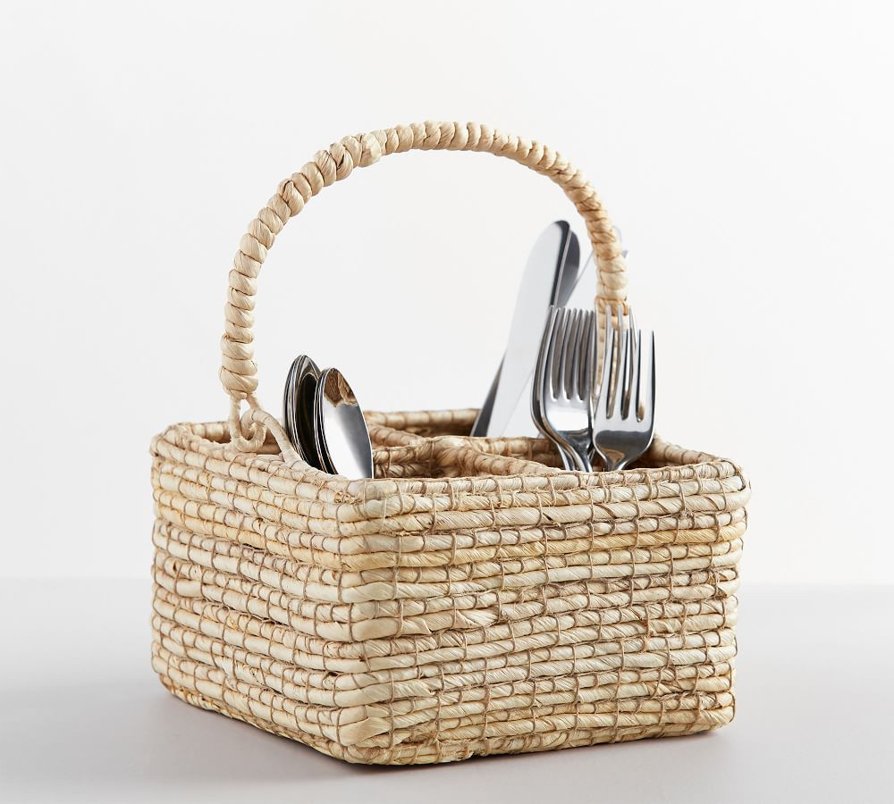 Wynne Coil Handwoven Abaca Flatware Caddy - Light Natural | Pottery Barn (US)