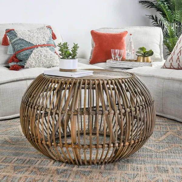 The Curated Nomad Wayne Round Coffee Table (Rattan - Coffee Tables - Bohemian & Eclectic - Round - N | Bed Bath & Beyond