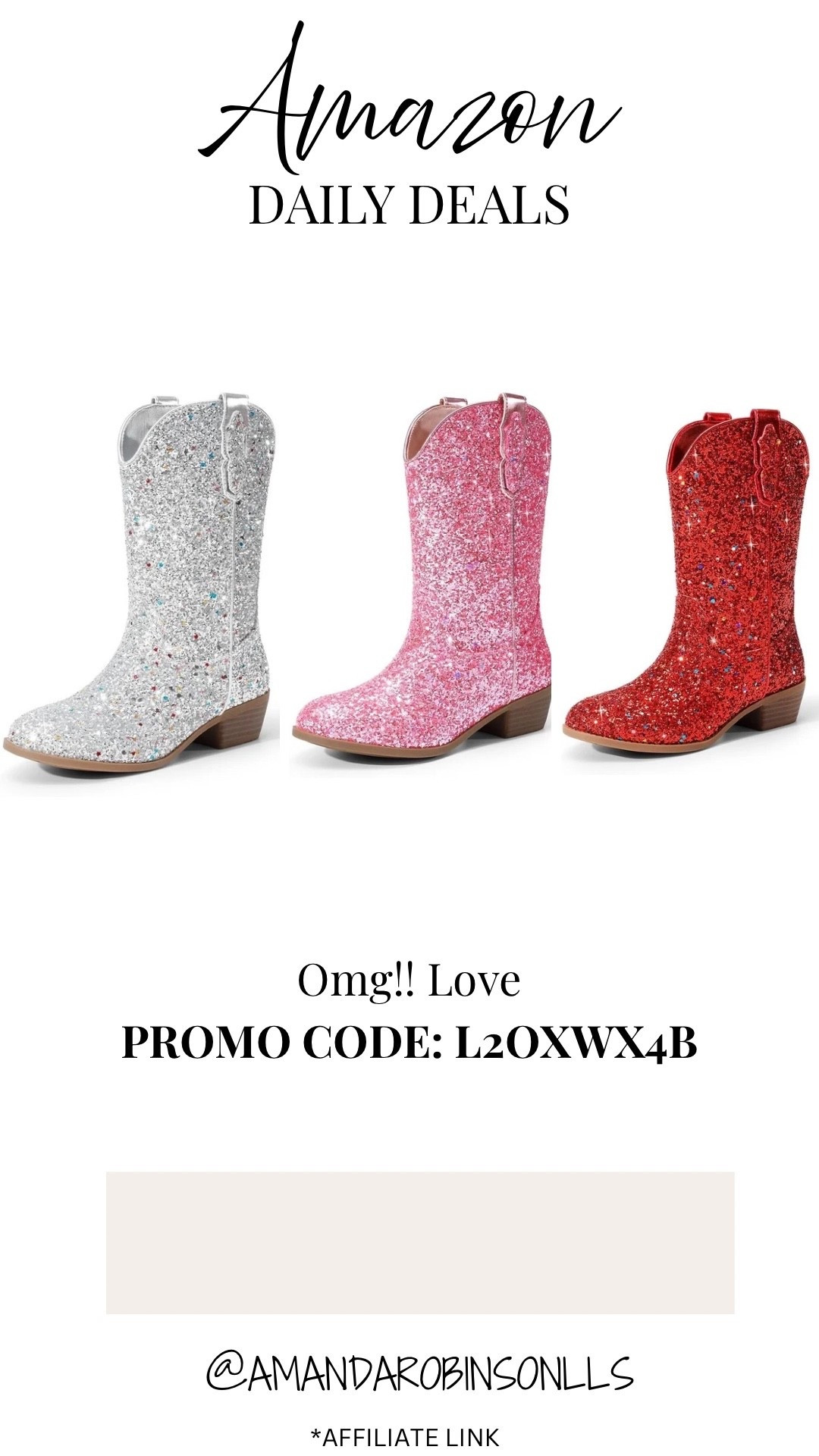 Amazon daily deals
Glittery girls cowboy boots

#LTKSaleAlert #LTKKids