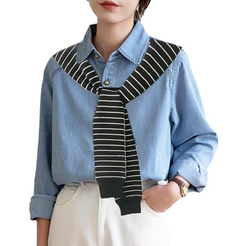 Lopsity Sweater Shawl Wraps for Women Knitted Knotted Shawl Wraps Shawl Top Scarf Cape Shoulder Top Wrap (black+white-2) | Amazon (US)