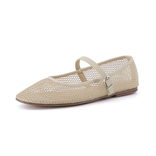 CUSHIONAIRE Women's Muse Mesh Flat +Memory Foam and Wide Widths Available, Nude 8.5 | Amazon (US)