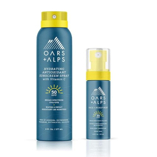 Oars + Alps Hydrating SPF 50 Sunscreen Spray and Scalp Mist SPF 35 Sunscreen Bundle, Water and Sweat Resistant, 2 Count | Amazon (US)