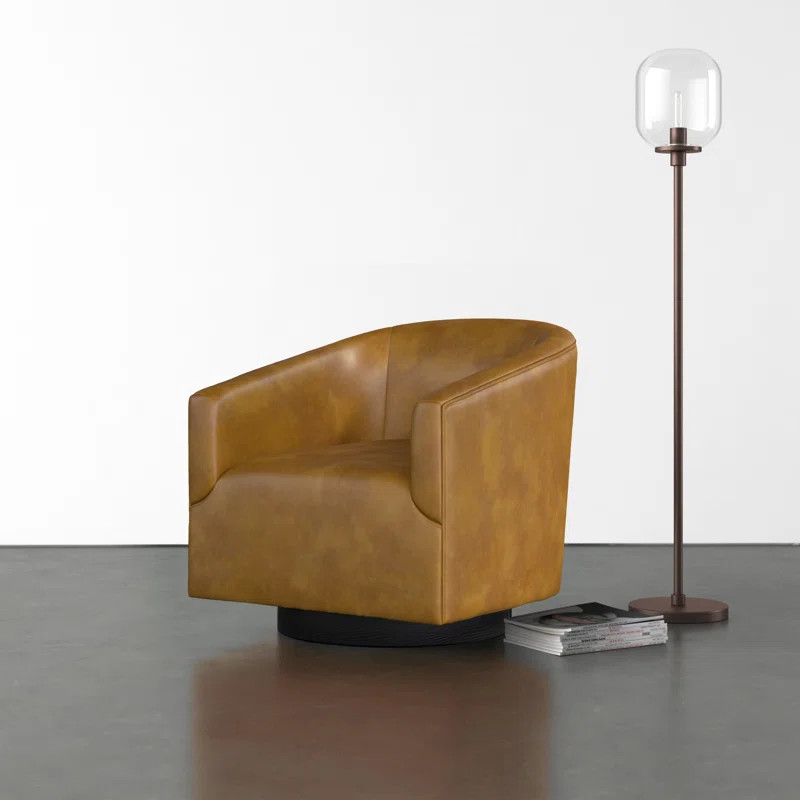 Hall Vegan Leather Swivel Barrel Chair | Wayfair North America