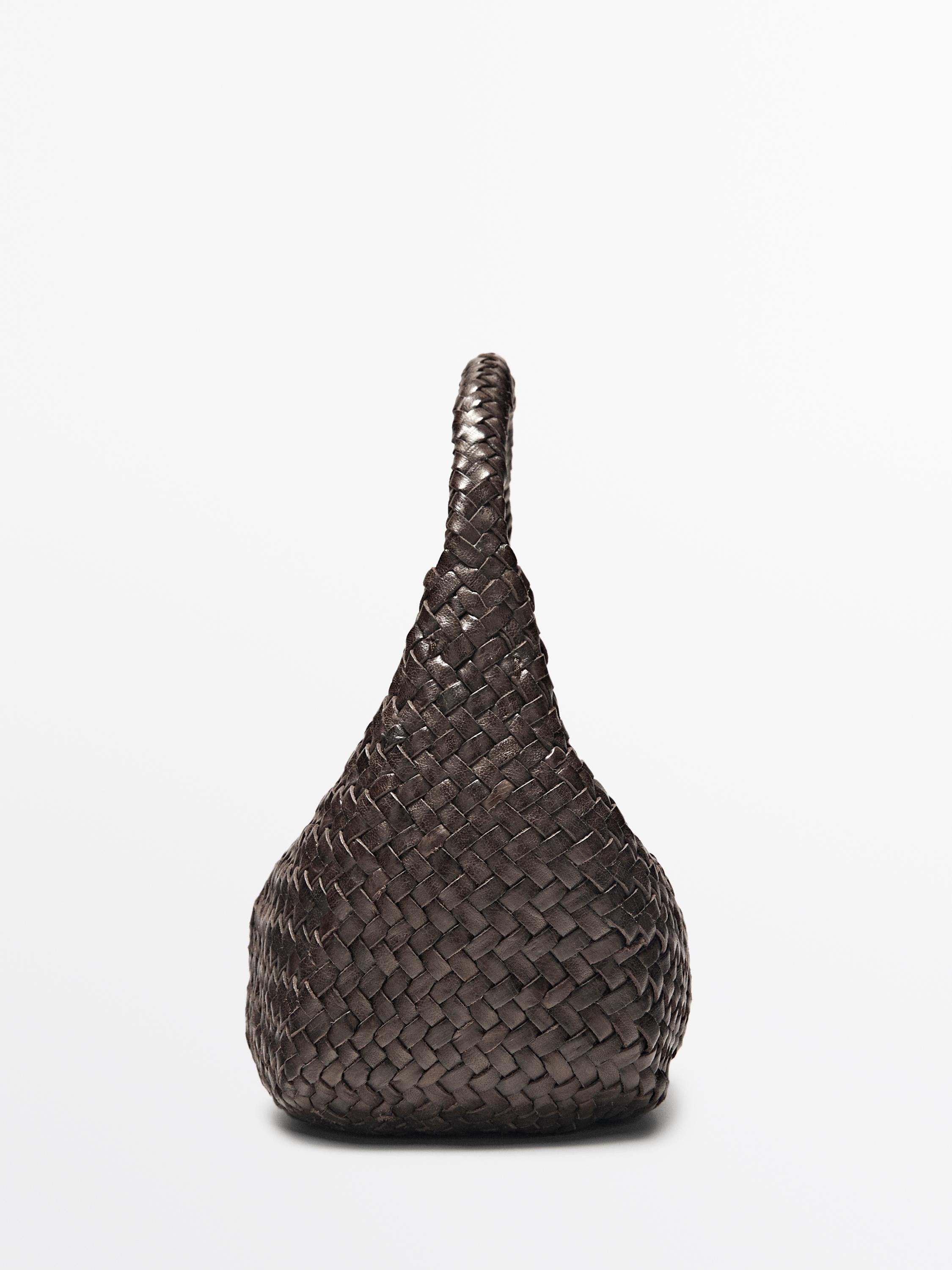 Nappa leather braided mini bag | Massimo Dutti UK