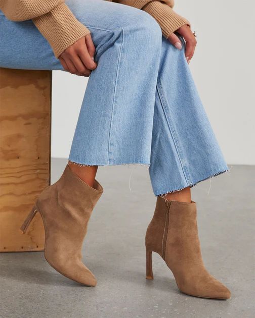 Milana Faux Suede Heeled Bootie - Taupe | VICI Collection