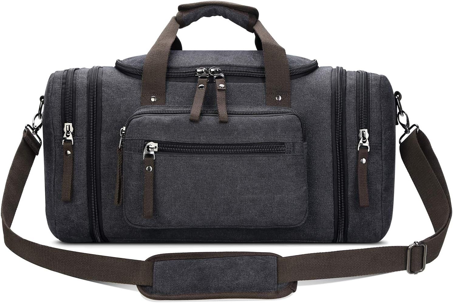 Amazon.com | Toupons Canvas Travel Duffel Bag for Men Birthday Gifts Overnight Weekend Bag (Black... | Amazon (US)