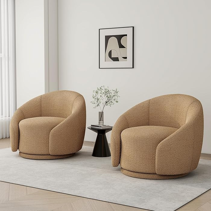 Swivel Barrel Accent Chair, 360° Small Round Sofa Chair, Comfy Modern Reading Armchair for Livin... | Amazon (US)
