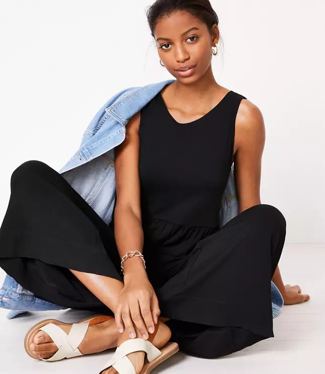 LOFT Beach V-Back Jumpsuit | LOFT | LOFT