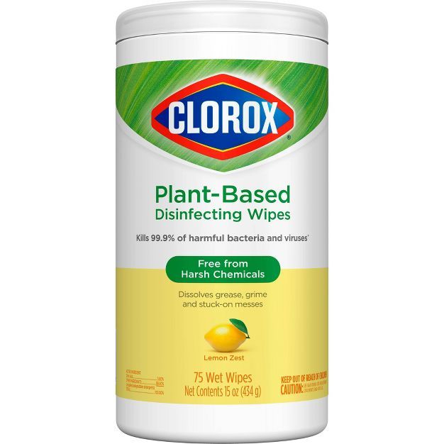 Clorox Plant-Based Disinfecting Wipes - Lemon Zest - 75ct | Target