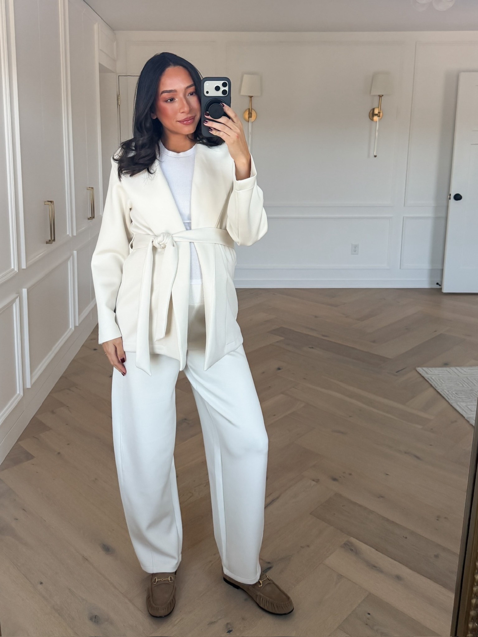 Comfy Winter Outfit 🤍 Use code NENAXSPANX for 15% off your first Spanx purchase + free shipping! Wearing size M cardigan and size M Tall barrel leg pants - this material is so comfortable, lightweight and buttery soft! 

Loungewear 
Winter outfit 
Winter fashion 
Airport outfit 
Travel outfit

#LTKSeasonal #LTKTravel #LTKFindsUnder100