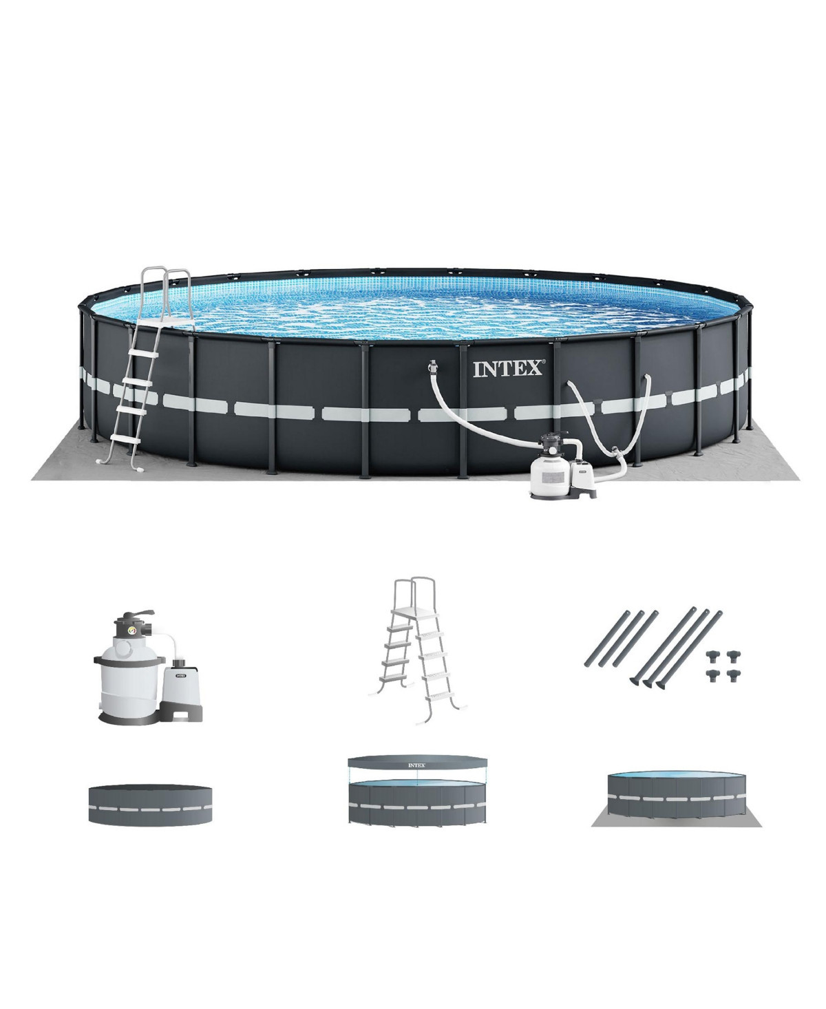 Intex 26339EH 24' x 52" Round Ultra Xtr Frame Swimming Pool Set with Filter Pump - Grey | Macy's