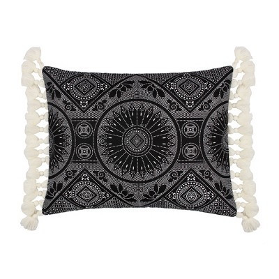 Black Crewel Stitch Tassel Pillow - Levtex Home | Target