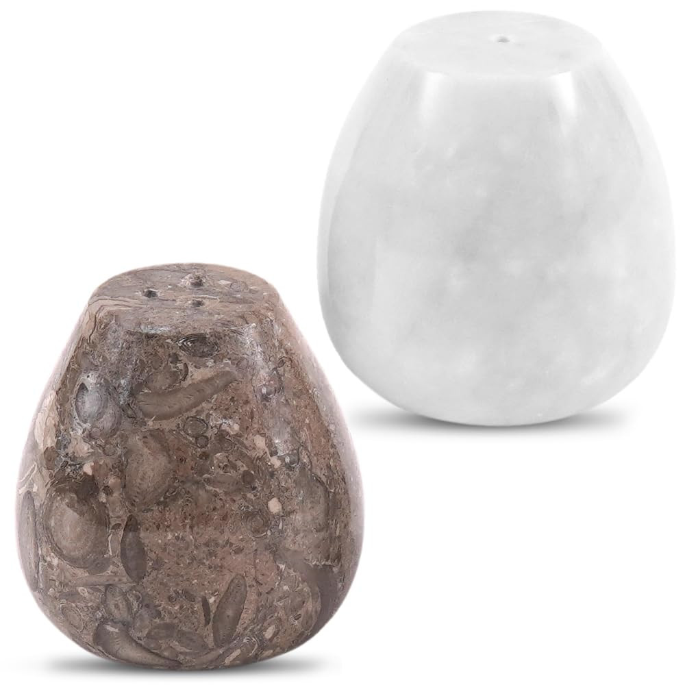 Marble Salt and Pepper Shakers Set of 2 Oceanic & White 2.3" Salt & Sugar Container, Seasoning Sh... | Amazon (US)