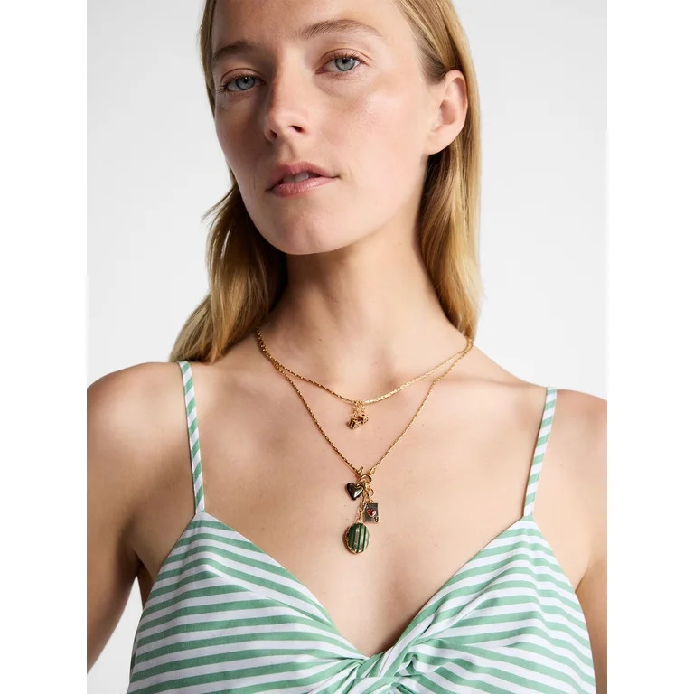 Free Assembly Women's Layered Locket Charm Necklace | Walmart (US)