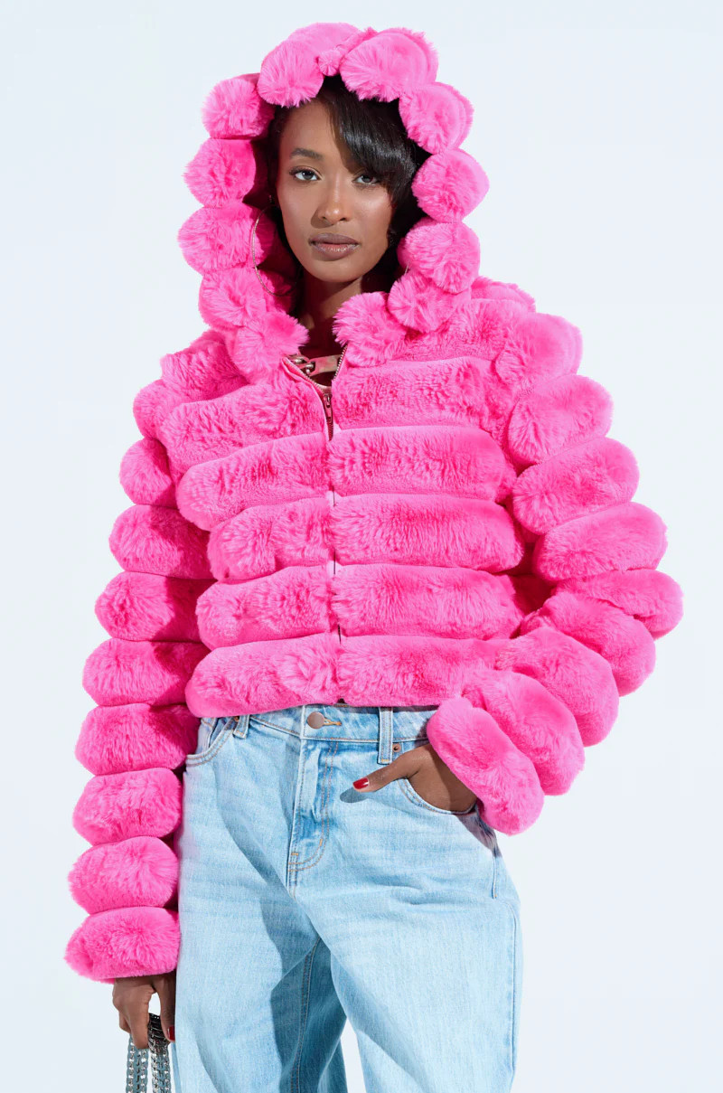 AKIRA Popcorn Faux Fur | Pink | Size Large | AKIRA