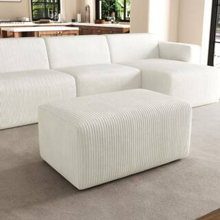 Uixe Beige Corduroy Fabric Rectangle Accent Ottoman (Set of 1) CS0012-OT-BE - The Home Depot | The Home Depot