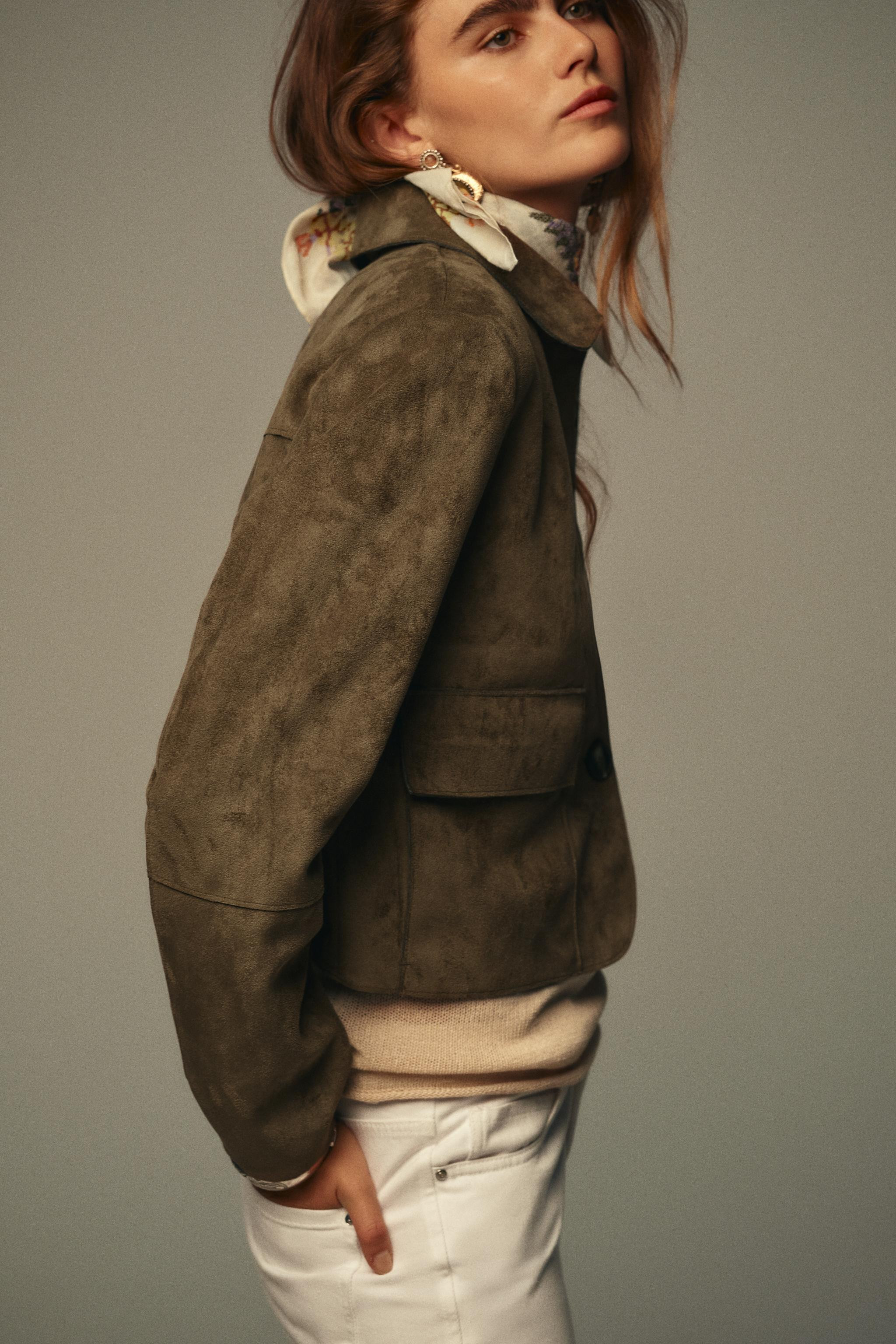 FAUX SUEDE CROPPED JACKET | Zara UK