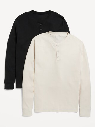 Waffle-Knit Built-In Flex Henley T-Shirt 2-Pack for Men | Old Navy (US)