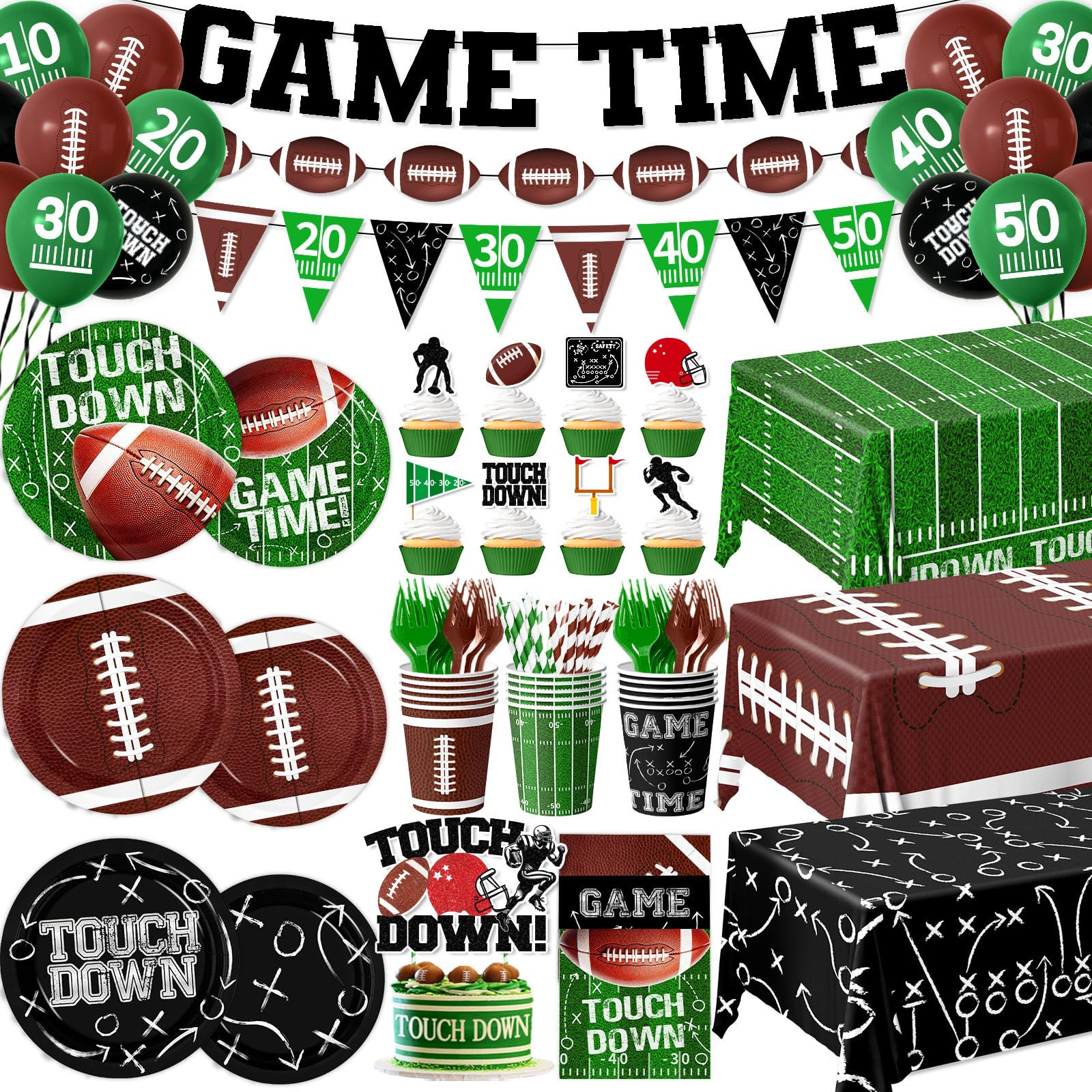 Football Party Decorations Serve 24, 189Pcs Football Party Supplies Includes Plates,Napkins,Cups,... | Amazon (US)