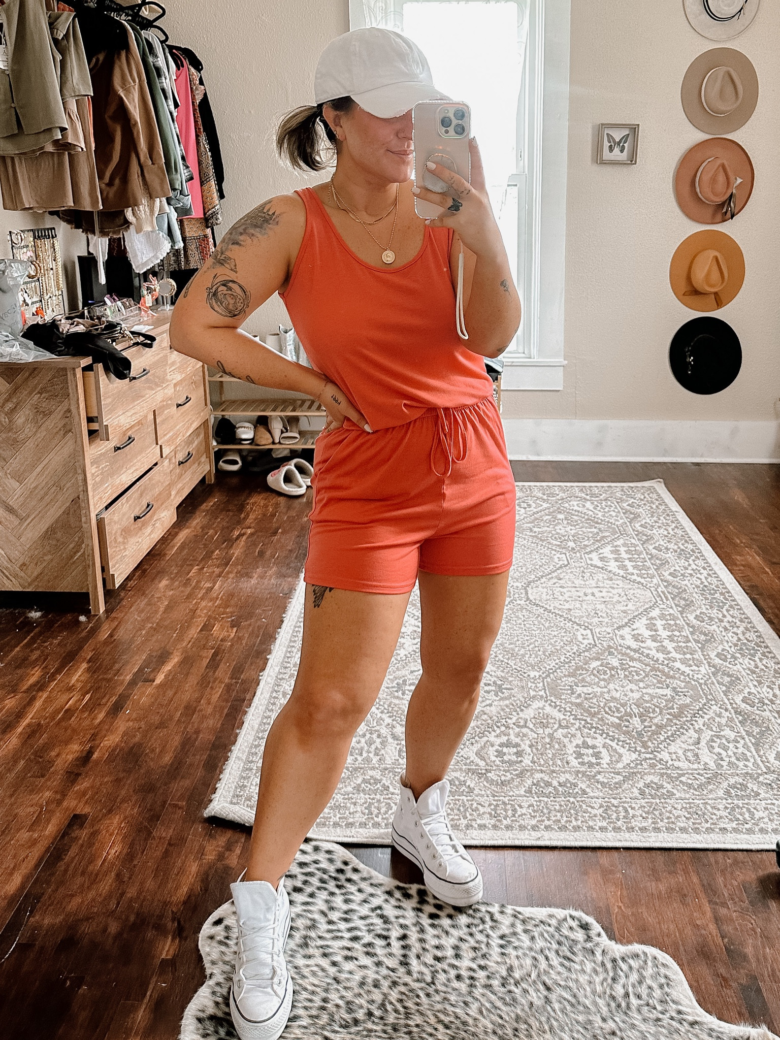 Casual comfy summer errands weekend outfit idea. Romper size small, denim jacket size small. Sneakers TTS. 

#LTKFind #LTKU #LTKSeasonal