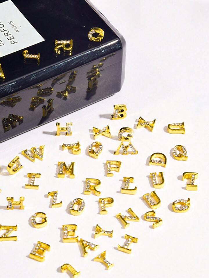 Black Friday Luxury Alloy Letter Shaped Rhinestone Decor Nail Art Charms, 26pcs 3D Nail Art Jewel... | SHEIN