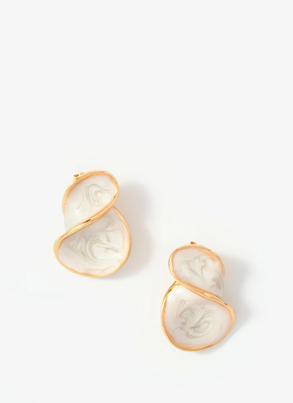 Gold Tone Pearlescent Wave Earrings | Mint Velvet