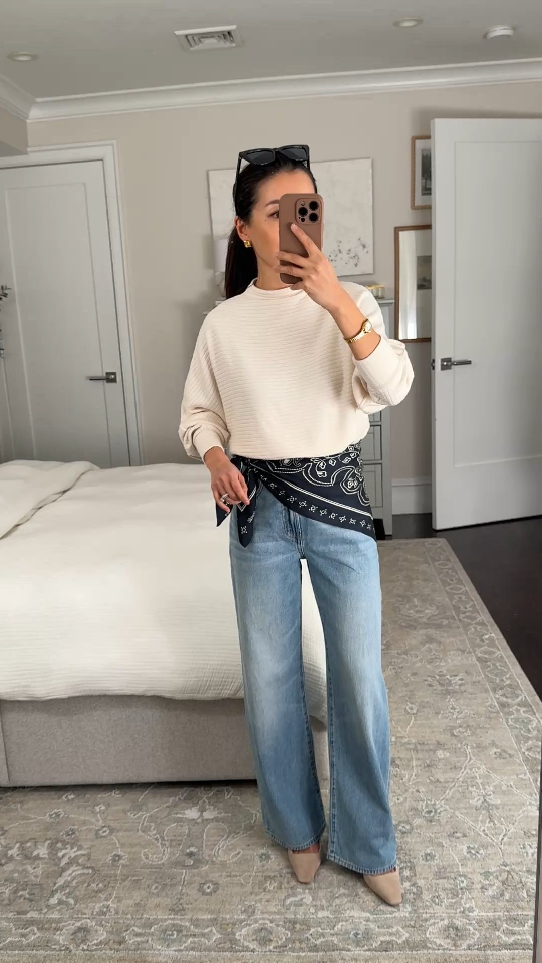 Madewell staples

• Perfect Vintage Wide-Leg Jean in Airy Denim 24 petite, effortlessly relaxed fit that drapes

• Soft mock neck Dolman Top xxs, I’ve had this for a while and I wash it machine cold inside out in a mesh bag and air dry just like my sweaters

• Medium Silk Bandana in classic navy

@madewell #madewell #madewellpartner #ad

Petite friendly fit, casual mom outfit, mockneck sweater

#LTKootd #LTKPetite #LTKmomlife