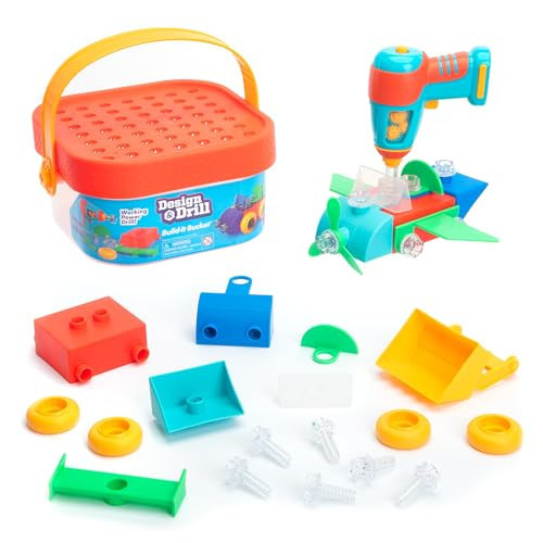 Educational Insights Design & Drill Build-It Bucket with Electric Drill Toy, 41 Pieces, Preschool STEM Toy, Gifts For Boys & Girls, Ages 3+ | Amazon (US)