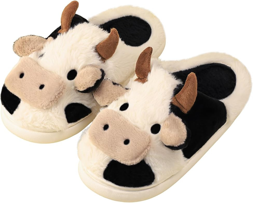 Gaolinci Cartoon Cow Cotton Slippers, Winter Indoor Outdoor Slippers for Women | Amazon (US)